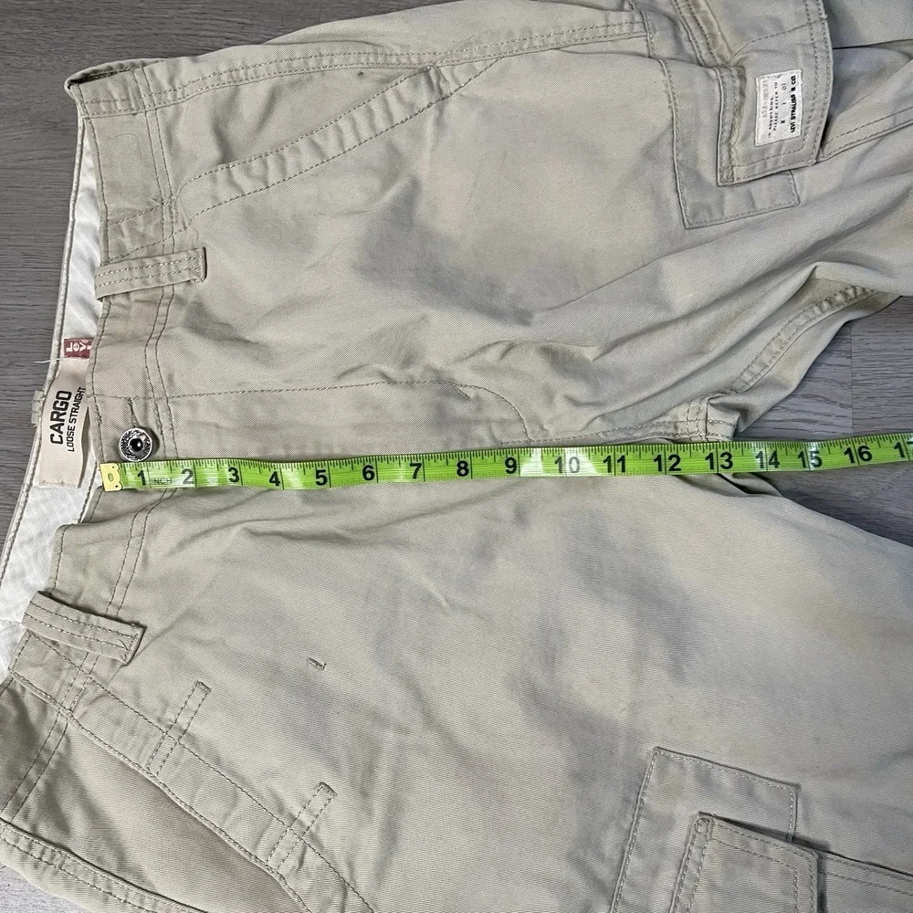 Levi's Loose Straight Cargo Pants Men's Size 34x33 Tan Khaki Cotton Pockets Hike